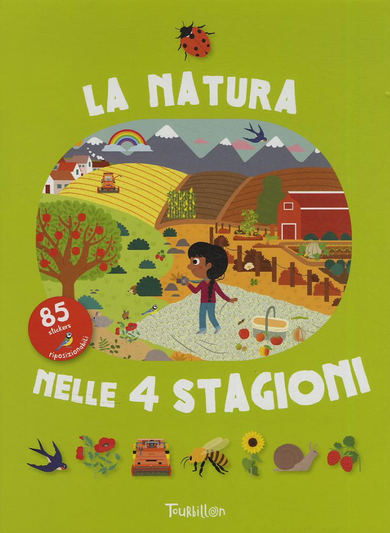 Natura nelle 4 stagioni. Con adesivi. Con grande sfondo. Con plancia di adesivi