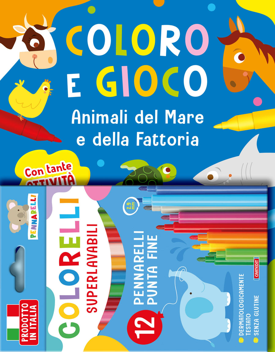 Animali del mare e della fattoria. Coloro e gioco. Ediz. a colori