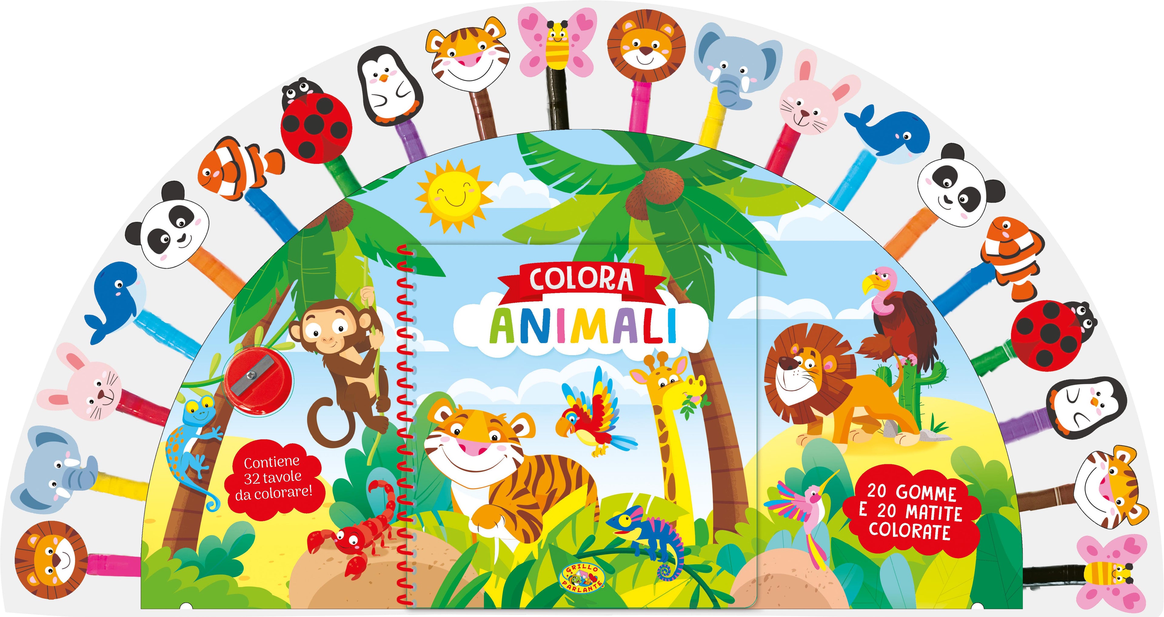Colora animali. Ediz. a spirale. Con 20 gomme. Con 20 matite colorate