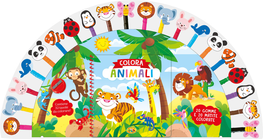 Colora animali. Ediz. a spirale. Con 20 gomme. Con 20 matite colorate