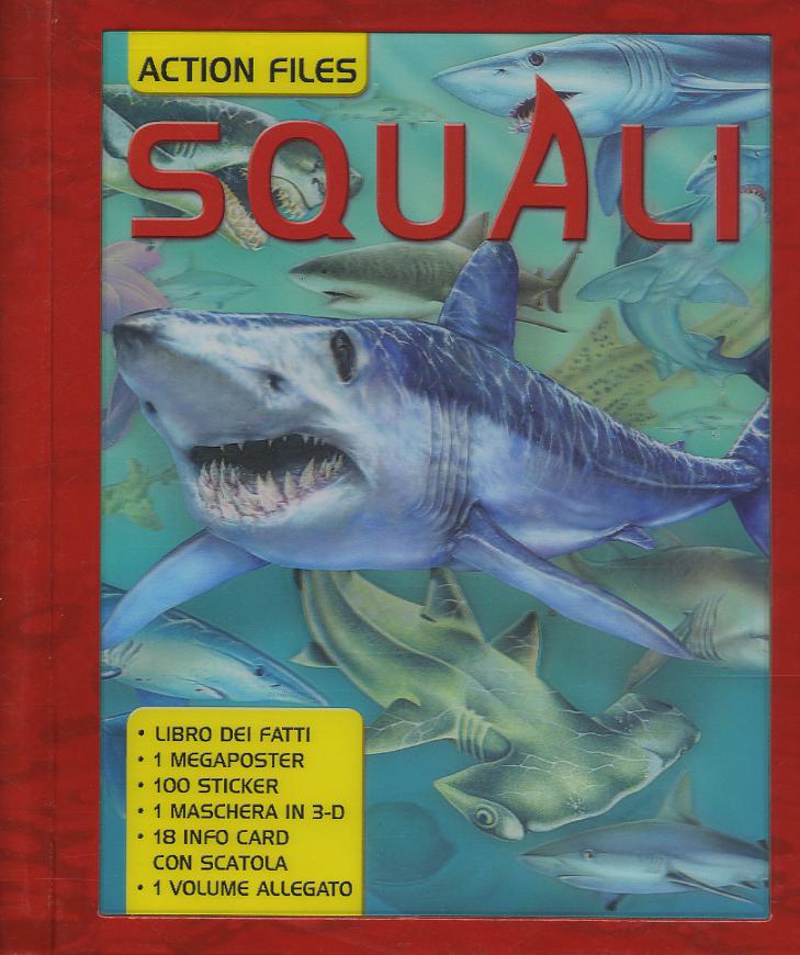 Squali. Con 18 info card con scatola. Con maschera 3D. Con megaposter. Con 100 sticker